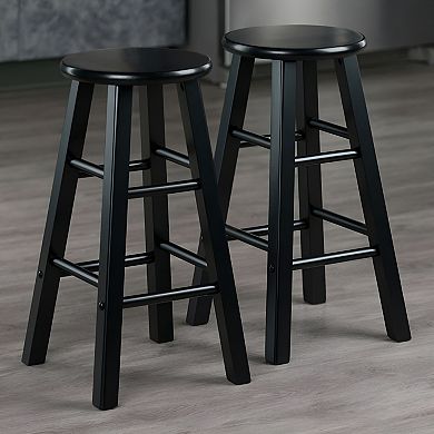 3-pc Square Pub Table And Round Seat Counter Stools, Black