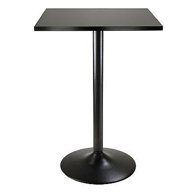 3-pc Square Pub Table And Round Seat Counter Stools, Black