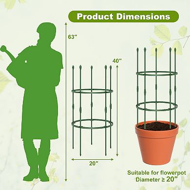 3-pack Garden Trellis 40" Tall Plant Support Stands With Clips And Ties-S