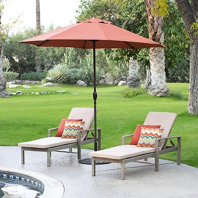 9-ft Patio Umbrella In Terracotta With Metal Pole And Tilt Mechanism