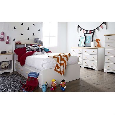 Twin Size White Wood Platform Bed Daybed With Storage Drawers