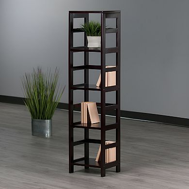 Versatile 5-Piece Shelf and Baskets - Espresso Finish, Foldable Baskets, Solid Wood Construction