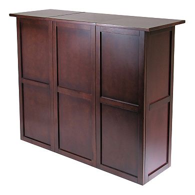 Expandable Wine Bar Cabinet for Entertainment and Storage, Walnut Finish