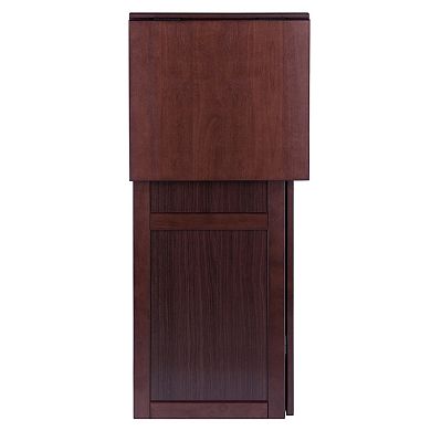 Expandable Wine Bar Cabinet for Entertainment and Storage, Walnut Finish