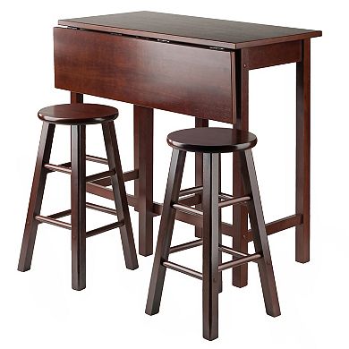 Drop Leaf Island Table With Counter Stools, Walnut