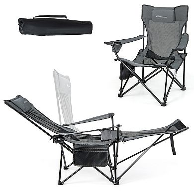 Camping Lounge Chair With Detachable Footrest Adjustable Backrest