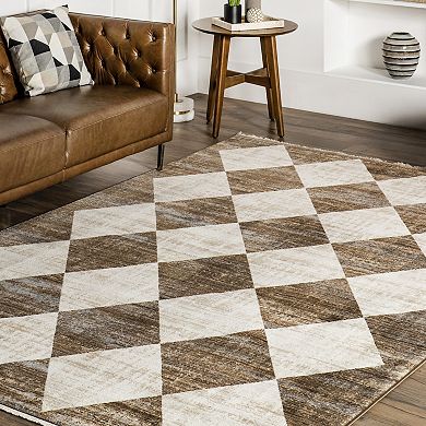 nuLOOM Meline Checkered Fringe Area Rug