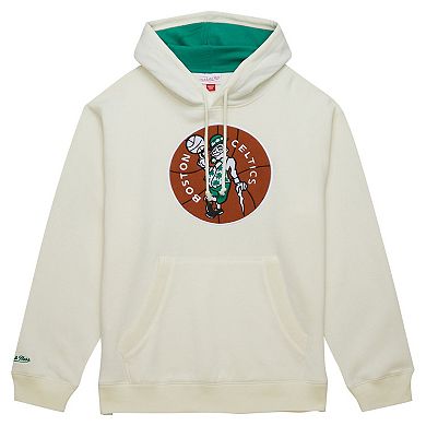 Men's Mitchell & Ness Cream Boston Celtics Hardwood Classics Vintage Pullover Hoodie