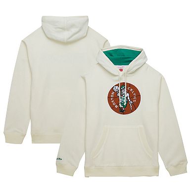 Men's Mitchell & Ness Cream Boston Celtics Hardwood Classics Vintage Pullover Hoodie