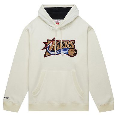 Men's Mitchell & Ness Cream Philadelphia 76ers Hardwood Classics Vintage Pullover Hoodie