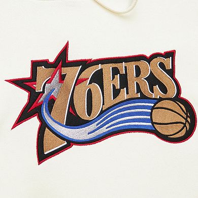 Men's Mitchell & Ness Cream Philadelphia 76ers Hardwood Classics Vintage Pullover Hoodie