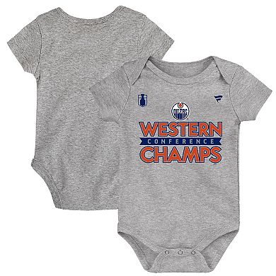 Infant Fanatics  Heather Gray Edmonton Oilers 2024 Western Conference Champions Locker Room Bodysuit