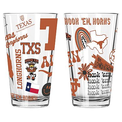 The Memory Company Texas Longhorns 2-Pack 16oz. Pint Glass Loco Design Set