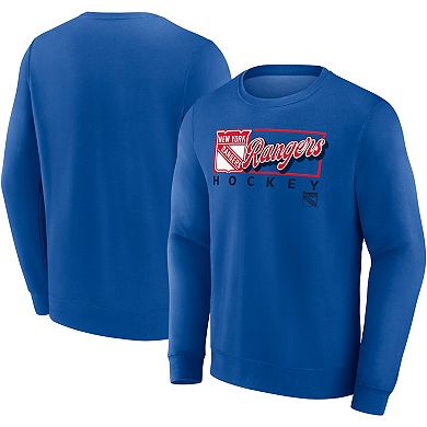 Men's Fanatics Royal New York Rangers Focus Fleece Pullover Sweatshirt