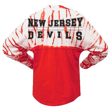 Unisex Spirit Jersey Red New Jersey Devils Crystal Half Dye Long Sleeve T-Shirt