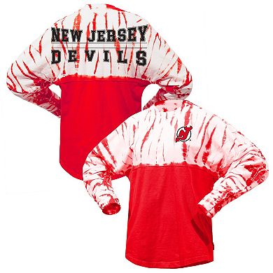 Unisex Spirit Jersey Red New Jersey Devils Crystal Half Dye Long Sleeve T-Shirt