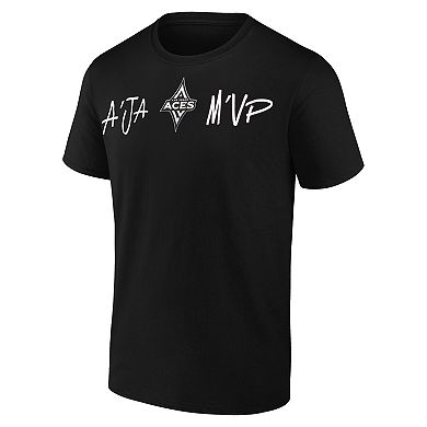 Youth round21 A'ja Wilson Black Las Vegas Aces Player Signature Name & Number T-Shirt