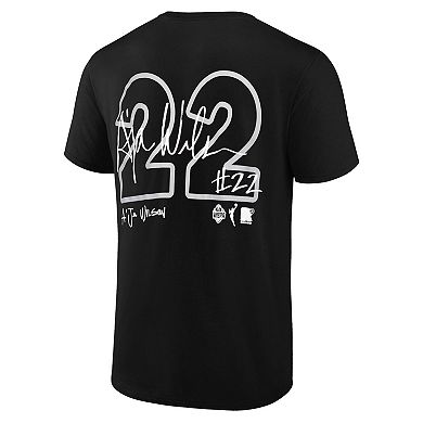 Youth round21 A'ja Wilson Black Las Vegas Aces Player Signature Name & Number T-Shirt