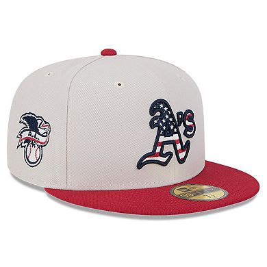 Men's New Era  Khaki/Red Oakland Athletics 2024 Fourth of July 59FIFTY Fitted Hat