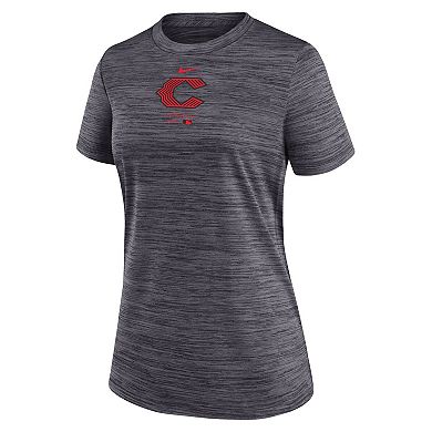 Women's Nike Charcoal Cincinnati Reds City Connect Practice Velocity T-Shirt