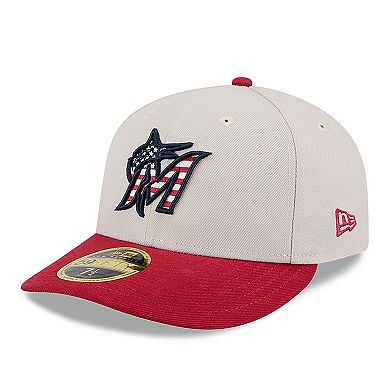 Men's New Era  Khaki/Red Miami Marlins 2024 Fourth of July Low Profile 59FIFTY Fitted Hat