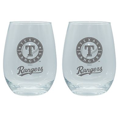 The Memory Company Texas Rangers 2-Pack 15oz. Stemless Wine Glass Set