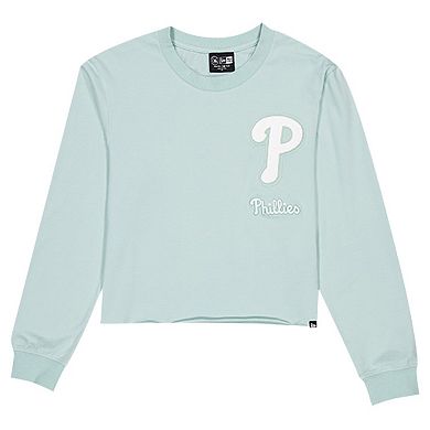 Women's New Era Mint Philadelphia Phillies Breeze Logo Select Cropped Long Sleeve T-Shirt