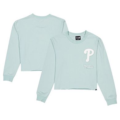 Women's New Era Mint Philadelphia Phillies Breeze Logo Select Cropped Long Sleeve T-Shirt