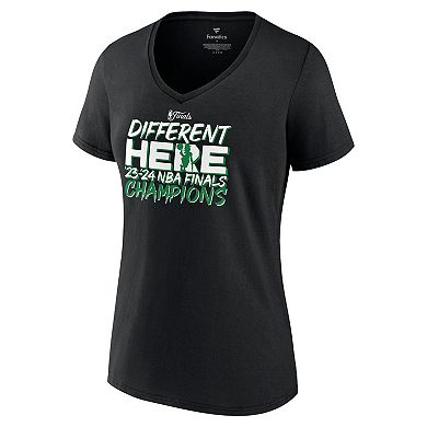 Women's Fanatics Black Boston Celtics 2024 NBA Finals Champions Pump Fake Hometown Originals V-Neck T-Shirt