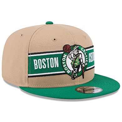 Men's New Era Tan/Kelly Green Boston Celtics 2024 NBA Draft 9FIFTY Snapback Hat