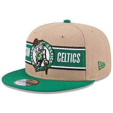 Men's New Era Tan/Kelly Green Boston Celtics 2024 NBA Draft 9FIFTY Snapback Hat