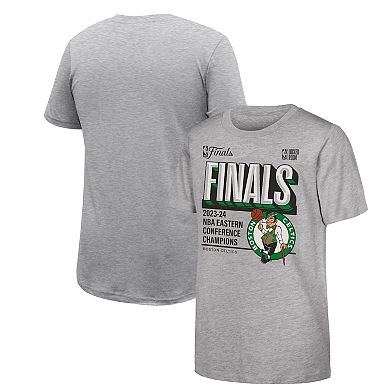 Youth Fanatics Heather Gray Boston Celtics 2024 Eastern Conference Champions Locker Room T-Shirt