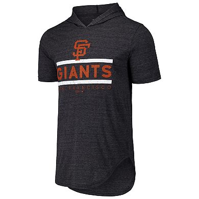 Men's Majestic Threads Black San Francisco Giants Tri-Blend Hoodie T-Shirt