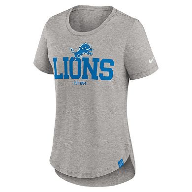 Women's Nike Heather Charcoal Detroit Lions Fashion Tri-Blend T-Shirt