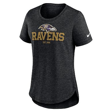 Women's Nike Heather Black Baltimore Ravens Fashion Tri-Blend T-Shirt