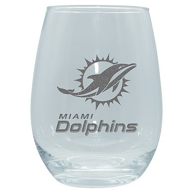 The Memory Company Miami Dolphins 2-Pack 15oz. Stemless Wine Glass Set