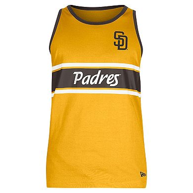 Men's New Era Gold San Diego Padres Jersey Ringer Tank Top