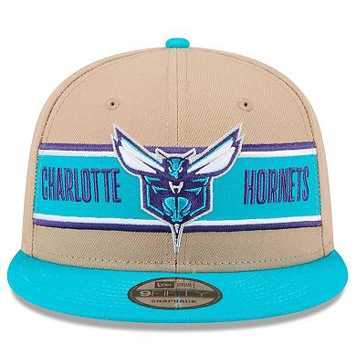 Men's New Era Tan/Teal Charlotte Hornets 2024 NBA Draft 9FIFTY Snapback Hat