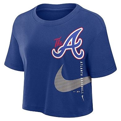 Women's Nike Royal Atlanta Braves City Connect Performance Cropped T-Shirt