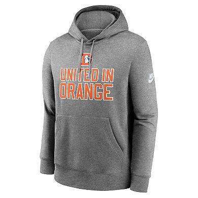 Men's Nike Heather Gray Denver Broncos Club Logo Pullover Hoodie