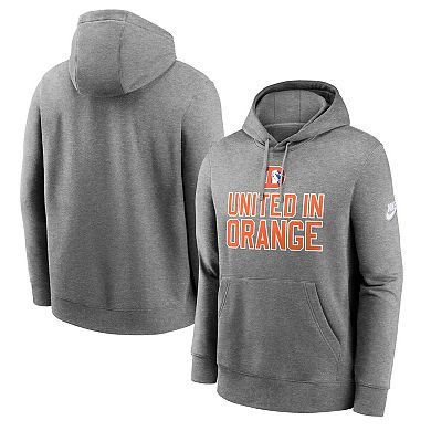 Men's Nike Heather Gray Denver Broncos Club Logo Pullover Hoodie