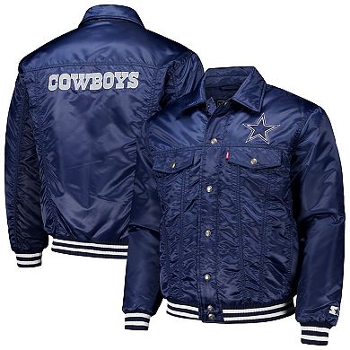 Men's Levi's x Starter Navy Dallas Cowboys Silver Tab Trucker Full-Snap Jacket