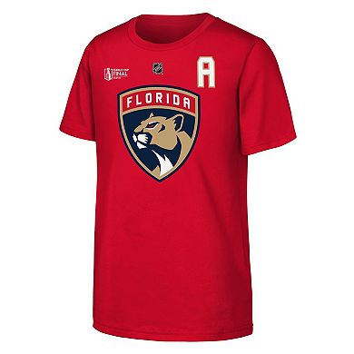 Youth Matthew Tkachuk Red Florida Panthers 2024 Stanley Cup Final Name & Number T-Shirt