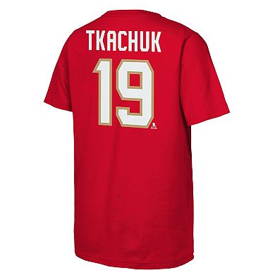 Youth Matthew Tkachuk Red Florida Panthers 2024 Stanley Cup Final Name & Number T-Shirt