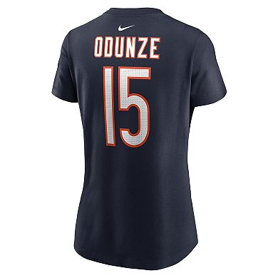 Women's Nike Rome Odunze Navy Chicago Bears 2024 NFL Draft Name & Number T-Shirt