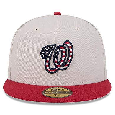 Men's New Era  Khaki/Red Washington Nationals 2024 Fourth of July 59FIFTY Fitted Hat