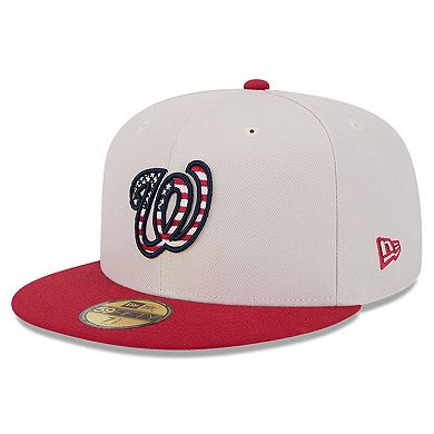 Men's New Era  Khaki/Red Washington Nationals 2024 Fourth of July 59FIFTY Fitted Hat