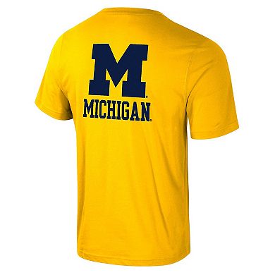 Men's Colosseum Maize Michigan Wolverines Logo Lockup 2-Hit Active Blend T-Shirt