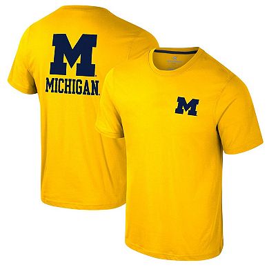 Men's Colosseum Maize Michigan Wolverines Logo Lockup 2-Hit Active Blend T-Shirt