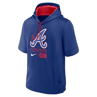 Men's Nike Royal Atlanta Braves City Connect Color Block Short Sleeve Pullover Hoodie